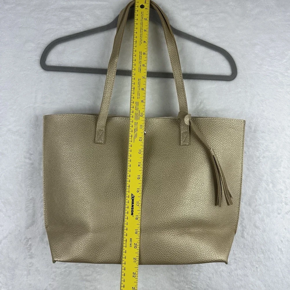 Unbranded Tote Bag Gold Snap Pocket Beach Bag Purse NWOT‎